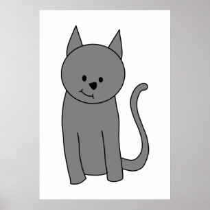 Smoky grey cat cartoon poster