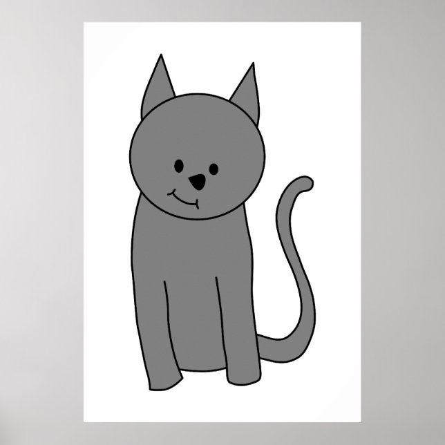 Smoky grey cat cartoon poster (Front)