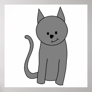 Smoky grey cat cartoon poster