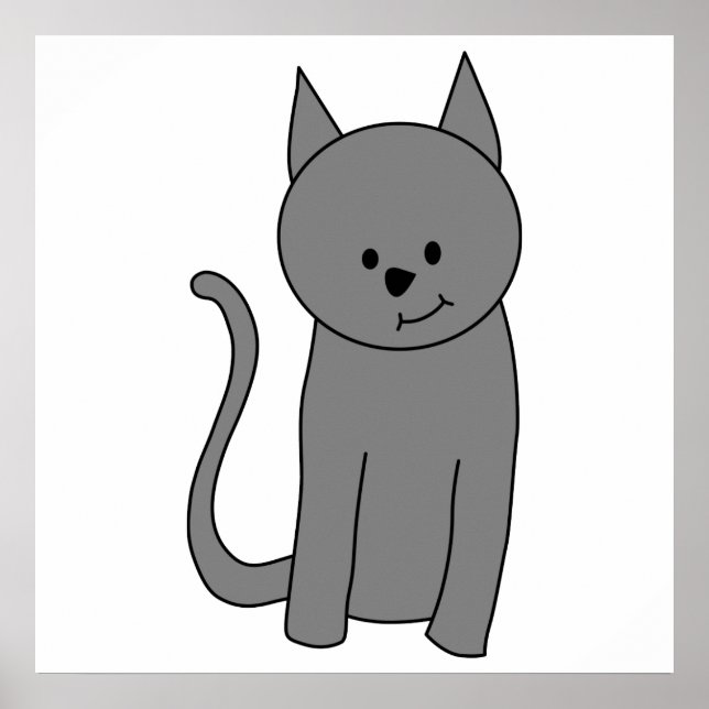 Smoky grey cat cartoon poster (Front)