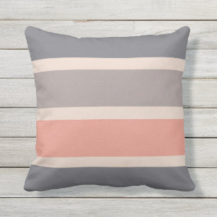 Smoky Grey Stripes with Coral Cushion