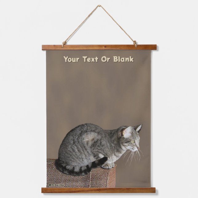 Smoky Grey Tabby Cat Hanging Tapestry (Front)