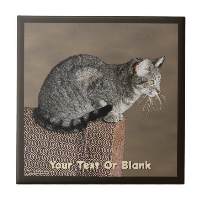 Smoky Grey Tabby Cat Tile (Front)