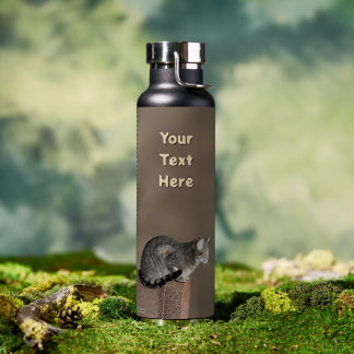 Smoky Grey Tabby Cat Water Bottle