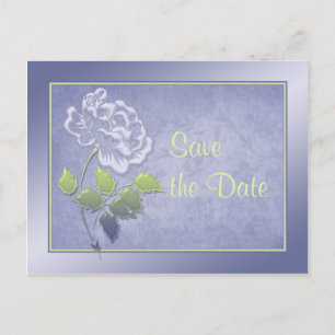 Smoky Heather Blue and Green Floral Save the Date Announcement Postcard