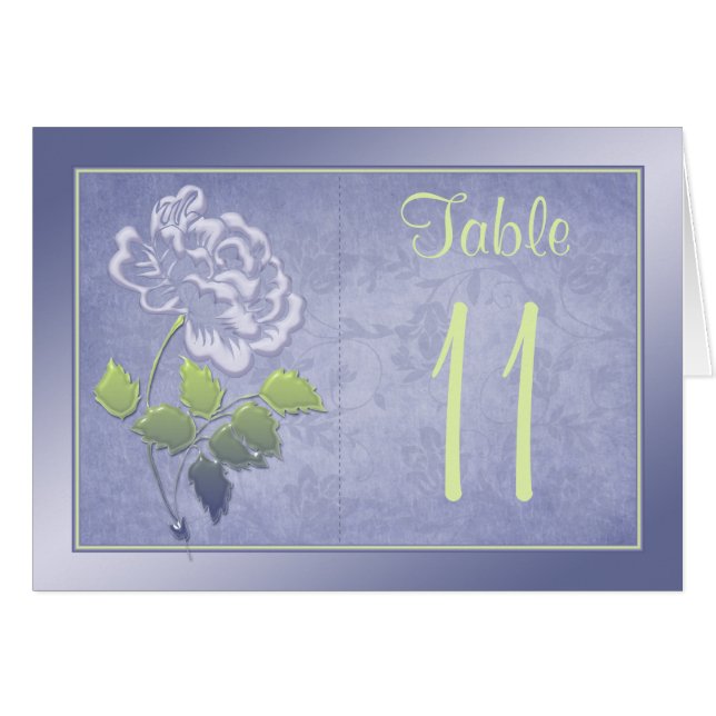 Smoky Lavender Peony with Green Table Number Card (Front Horizontal)