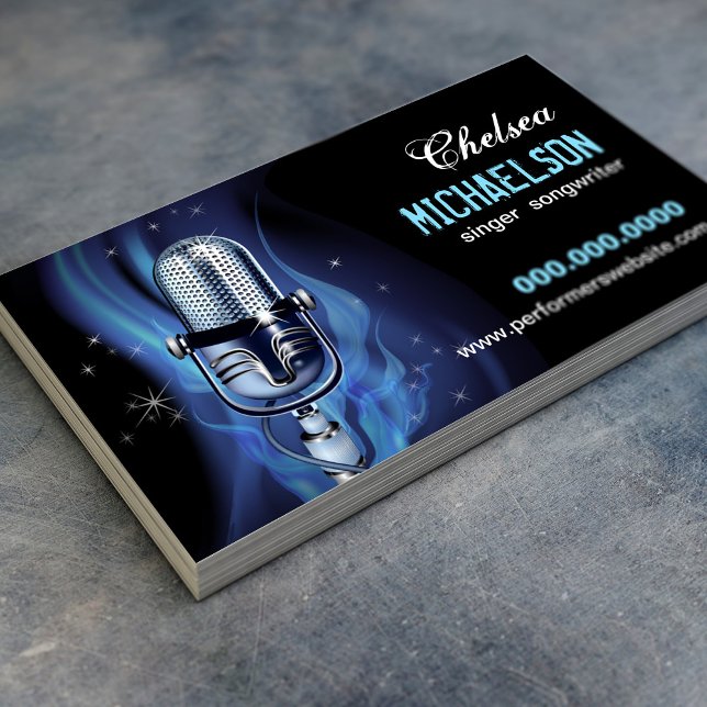 Smoky Microphone Performers Business Card (Creator Uploaded)