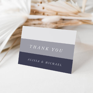 Smoky Midnight Blue Grey Colorblock Thank You Card