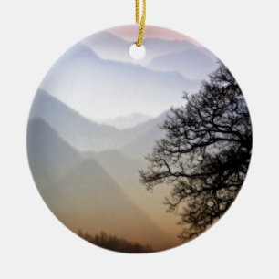 Smoky Mountain Sunset from the Blue Ridge Parkway Ceramic Tree Decoration
