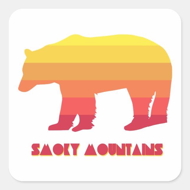 Smoky Mountains Bear Square Sticker (Front)