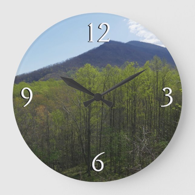 Smoky Mountains in Spring Landscape Large Clock (Front)