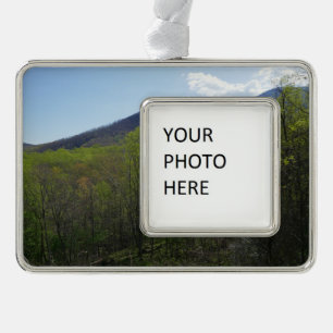 Smoky Mountains in Spring Landscape Silver Plated Framed Ornament