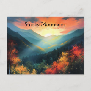 Smoky Mountains Sunset Scenic Art Postcard