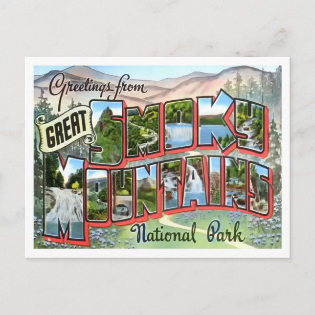 Smoky Mountains Vintage Big Letters Postcard (Front)