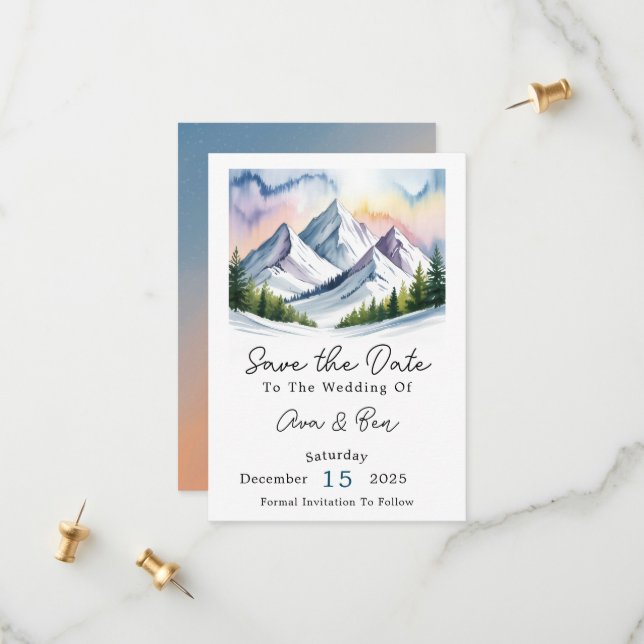 Smoky Mountains Winter Wedding Save The Date (Front/Back In Situ)