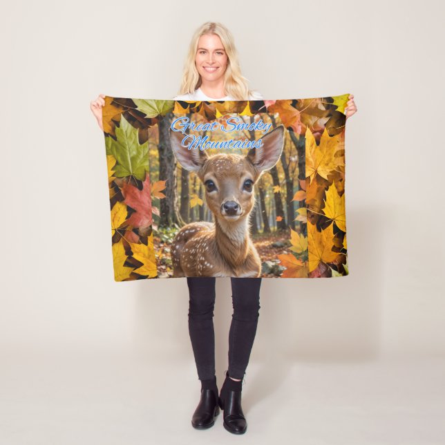 Smoky Mountains Woodland Fawn  Fleece Blanket (In Situ)