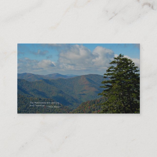 Smoky Mtns: Mtns are calling… John Muir Business Card (Front)