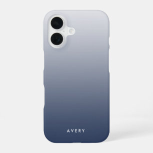 Smoky Navy & Grey Gradient Ombre Personalised iPhone 16 Case