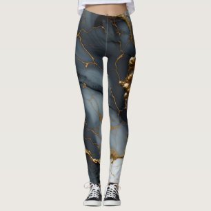 Smoky Onyx Marble with Golden Veins Leggings