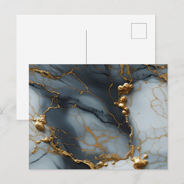 Smoky Onyx Marble with Golden Veins Postcard (Front/Back)