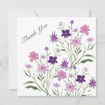 Smoky Pink Flowers Thank You Invitation