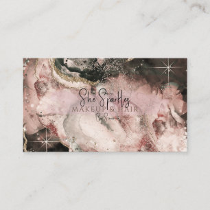 Smoky Pink Watercolor Cosmic Galaxy Sparkle Beauty Business Card
