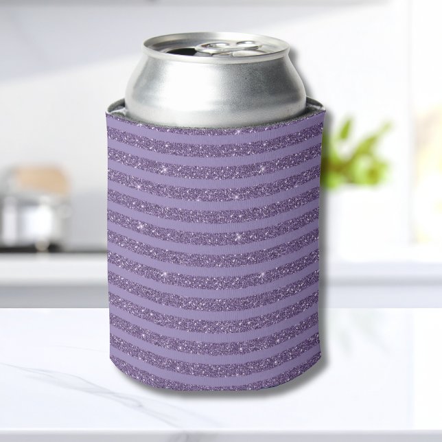 Smoky Plum Glitter Style Horizontal Stripes Can Cooler (Creator Uploaded)