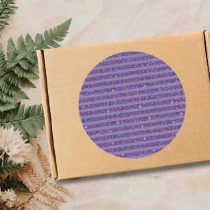 Smoky Plum Glitter Style Horizontal Stripes Classic Round Sticker