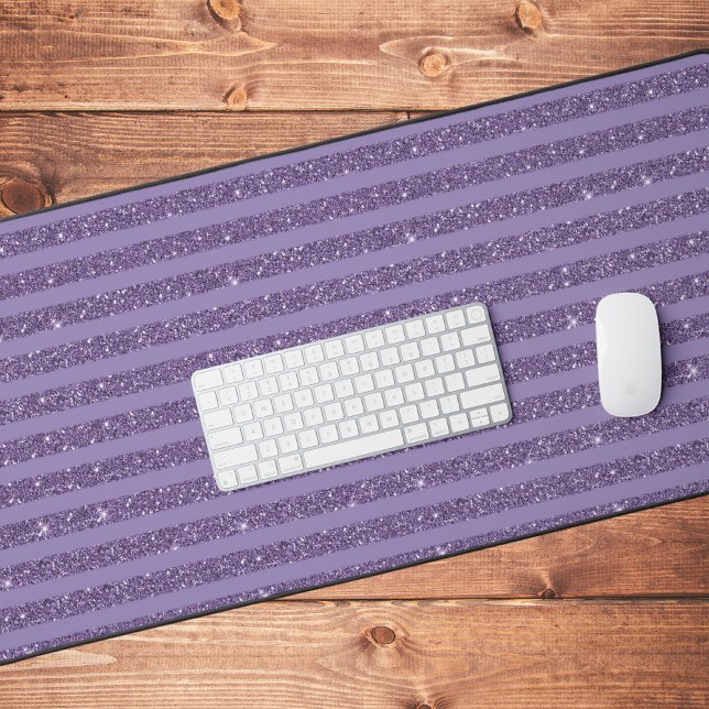 Smoky Plum Glitter Style Horizontal Stripes Desk Mat (Creator Uploaded)
