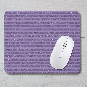 Smoky Plum Glitter Style Horizontal Stripes Mouse Mat