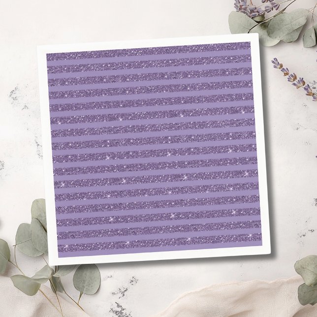 Smoky Plum Glitter Style Horizontal Stripes Napkin (Creator Uploaded)