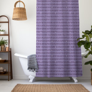 Smoky Plum Glitter Style Horizontal Stripes Shower Curtain