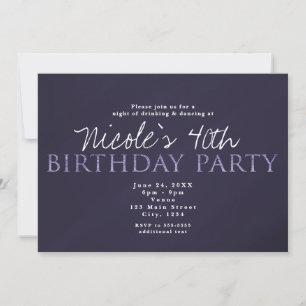 Smoky Plum Grey Modern BIRTHDAY PARTY Invitations