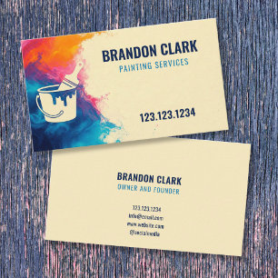 Smoky Rainbow Splash Bucket Silhouette Painting Business Card