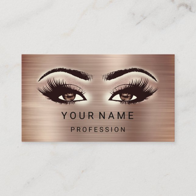 Smoky Rose Makeup Minimal Brown Eyes Business Card (Front)