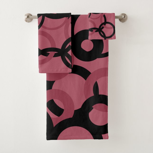 Smoky Topaz and Black Circles   Bath Towel Set (Insitu)