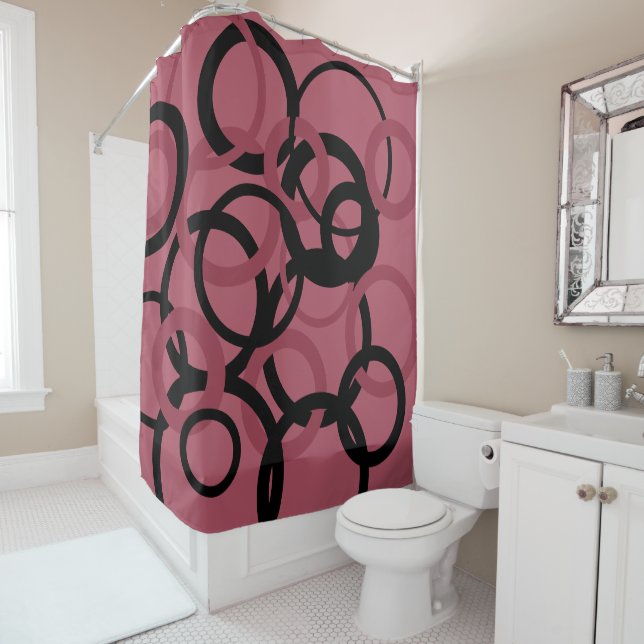Smoky Topaz and Black Circles   Shower Curtain (In Situ)