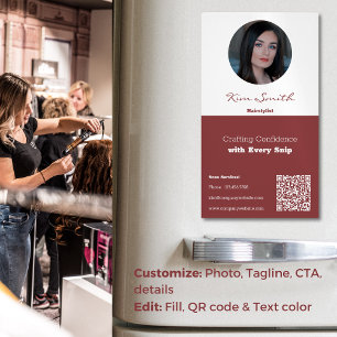 Smoky Topaz White Professional Hair Stylist CTA Magnetic Business Card