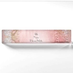 Smoky Victorian Blush Floral Cascading Flowers Nameplate