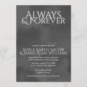 Smoky Watercolor   Always & Forever   Wedding Invitation