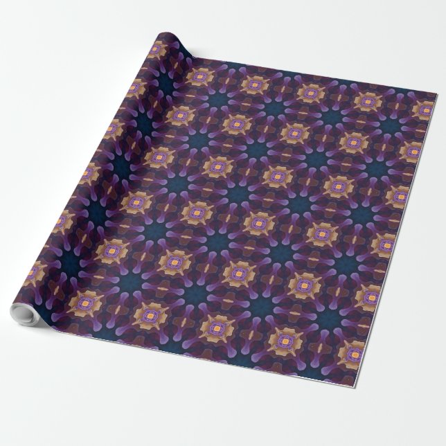 Smoky Watercolor Purple Blue and Cream Pattern  Wrapping Paper (Unrolled)
