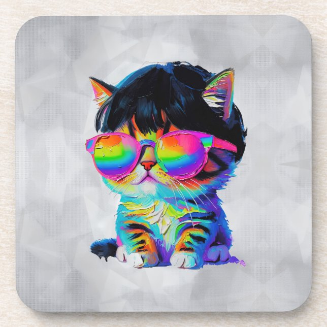 Smol Cute Funny Cat (Painting No. 1) Coaster (Front)