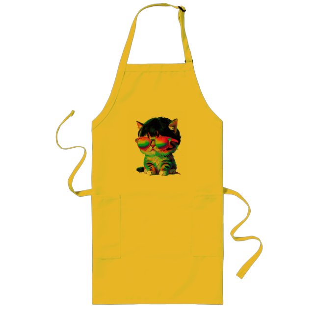 Smol Cute Funny Cat (Painting No. 1) Long Apron (Front)