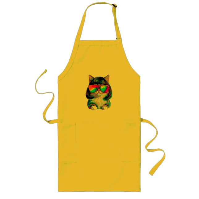 Smol Cute Funny Cat (Painting No. 2) Long Apron (Front)