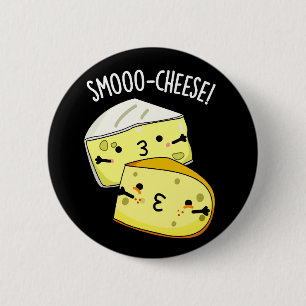Smoo-cheese Funny Cheese Pun Dark BG 6 Cm Round Badge