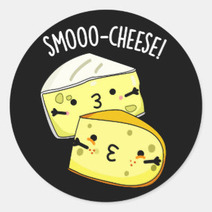 Smoo-cheese Funny Cheese Pun Dark BG Classic Round Sticker