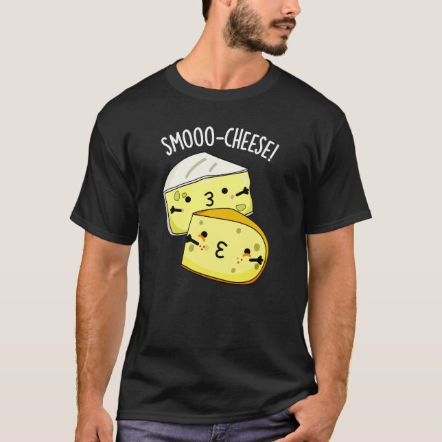 Smoo-cheese Funny Cheese Pun Dark BG T-Shirt (Front)