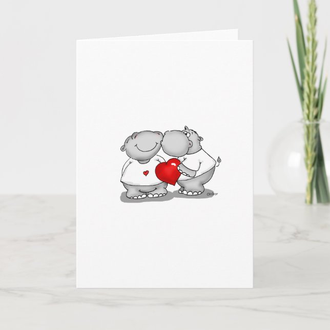 Smooch - Hippo Kiss Valentine's Day Holiday Card (Front)