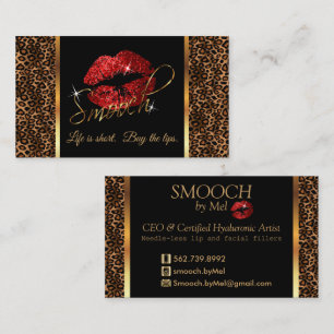 Smooch - Makeup Artist with Leopard and Red Lips   Business Card