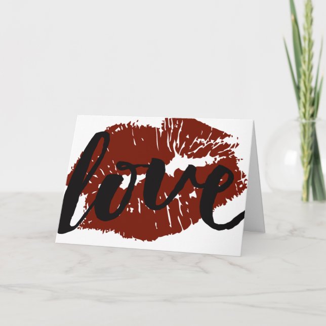 Smooch Red Lips Kiss Love Card (Front)